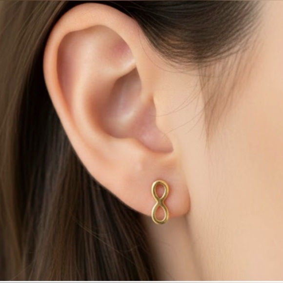 Raf Rossi Gold Plated Stainless Steel Post Infinity Infinity Stud Earrings - Picture 4 of 5